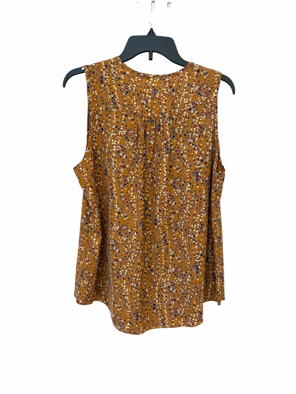 Anthropologie Mustard Ditsy Floral Ruffle V-Neck tank - Picture 3 of 4